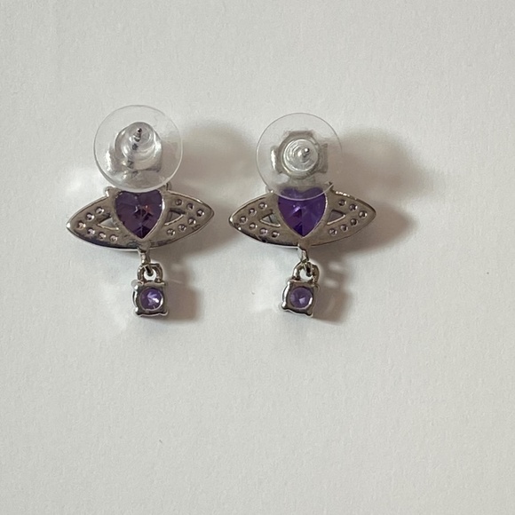 Orb Crystal Heart Earrings - Picture 5 of 7